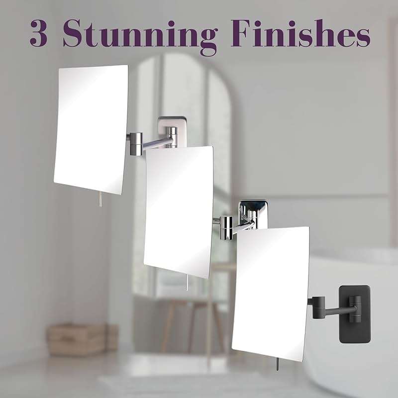 JERDON Wall Mount Makeup Mirror with 5X Magnification - 8.75” x 6.5” Rectangular Mirror Extends 14” – Chrome Finish – Model JRT695C - Image 7