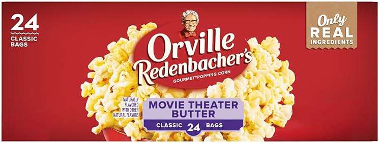 Orville Redenbacher’s Microwave Popcorn, Movie Theater Butter Flavor, 3g Fiber Per Serving, 3.29 oz., 24-Count - Image 1