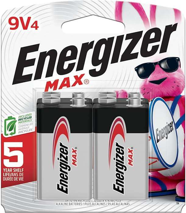 Energizer MAX 9V Batteries (4 Pack), 9 Volt Alkaline Batteries - Image 1