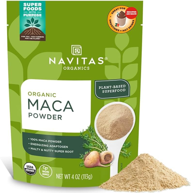 Navitas Organics Maca Powder – 100% Gelatinized Peruvian Maca for Adaptogen Smoothies, Lattes, Baking & More – Energize & Balance - USDA Organic, Non GMO, Vegan, Gluten Free (4oz. Bag, 23 Servings) - Product Image