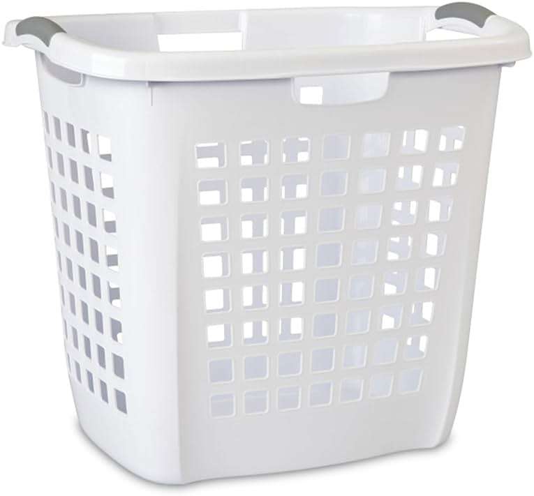 Sterilite Ultra Easy Carry Laundry Hamper, Comfort Handles to Easily Carry Clothes Between the Bedroom and Laundry Room, Plastic, White, 4-Pack - Image 1