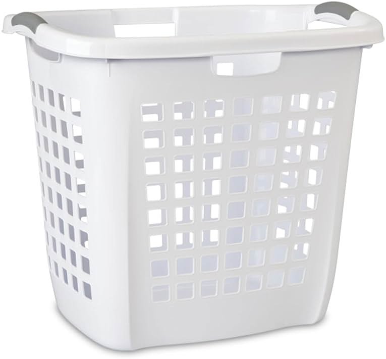 Sterilite Ultra Easy Carry Laundry Hamper, Comfort Handles to Easily Carry Clothes Between the Bedroom and Laundry Room, Plastic, White, 4-Pack - Product Image