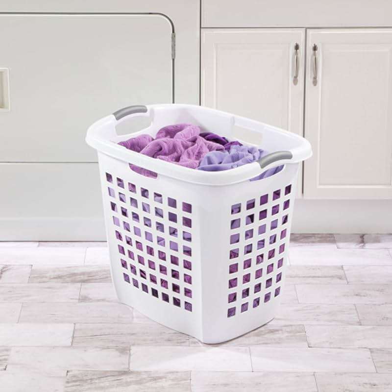 Sterilite Ultra Easy Carry Laundry Hamper, Comfort Handles to Easily Carry Clothes Between the Bedroom and Laundry Room, Plastic, White, 4-Pack - Image 2