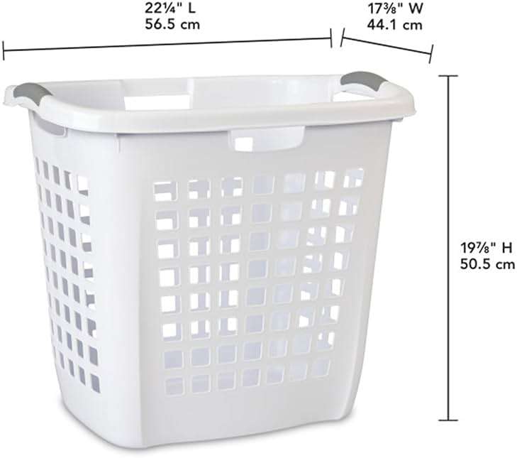 Sterilite Ultra Easy Carry Laundry Hamper, Comfort Handles to Easily Carry Clothes Between the Bedroom and Laundry Room, Plastic, White, 4-Pack - Image 3