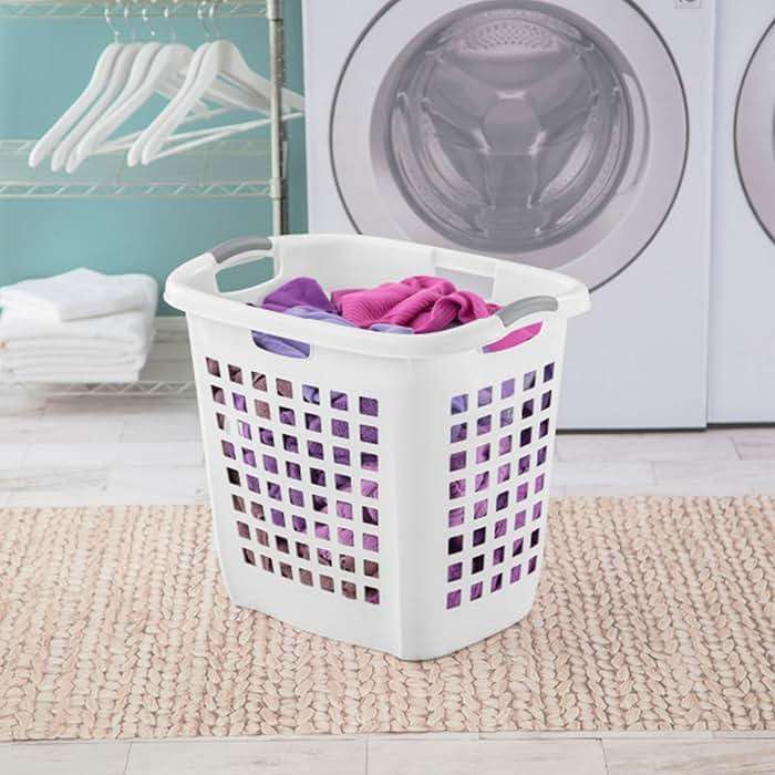 Sterilite Ultra Easy Carry Laundry Hamper, Comfort Handles to Easily Carry Clothes Between the Bedroom and Laundry Room, Plastic, White, 4-Pack - Image 4