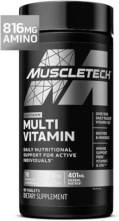 MuscleTech Platinum Multivitamins for Men & Women - Multi-Vitamin Supplement for Immune Support - 18 Vitamins & Minerals, Vitamin A C D E B6 B12 - Daily Workout Supplements for Men - 90 Capsules - Image 1