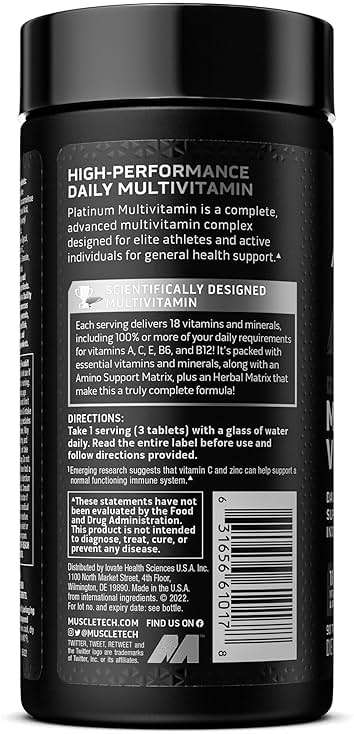 MuscleTech Platinum Multivitamins for Men & Women - Multi-Vitamin Supplement for Immune Support - 18 Vitamins & Minerals, Vitamin A C D E B6 B12 - Daily Workout Supplements for Men - 90 Capsules - Image 9