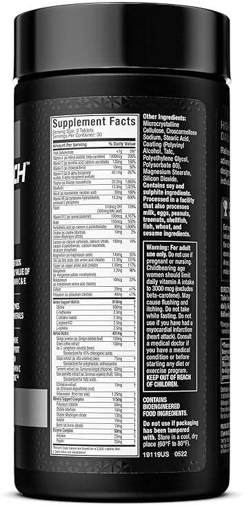 MuscleTech Platinum Multivitamins for Men & Women - Multi-Vitamin Supplement for Immune Support - 18 Vitamins & Minerals, Vitamin A C D E B6 B12 - Daily Workout Supplements for Men - 90 Capsules - Image 10