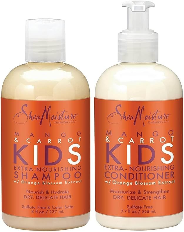SheaMoisture Kids Mango & Carrot Shampoo and Conditioner Set w/Orange Blossom Extract, Strengthening Hair Products for Kids - Product Image