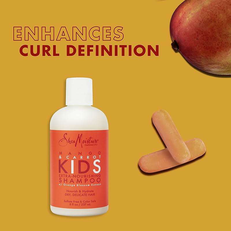 SheaMoisture Kids Mango & Carrot Shampoo and Conditioner Set w/Orange Blossom Extract, Strengthening Hair Products for Kids - Image 4