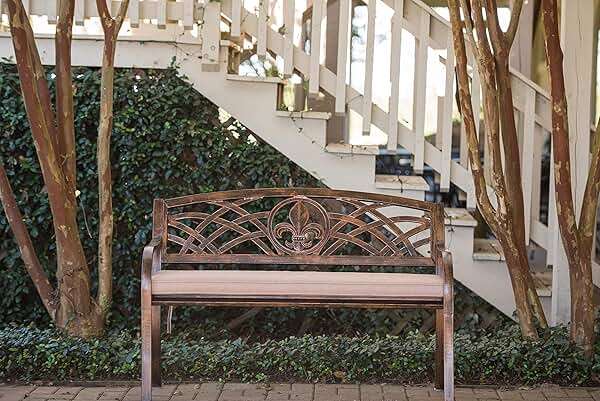 Leigh Country Fleur De Lis Metal Bench - Image 5