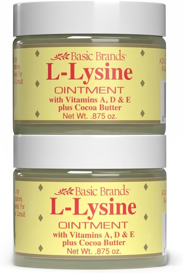 Basic Brands - L-Lysine Ointment - 0.875 oz - Lysine Cold Sore Treatment and Blister Relief - Soothes Chapped Lips and Dry Skin – 2-Pack - Product Image
