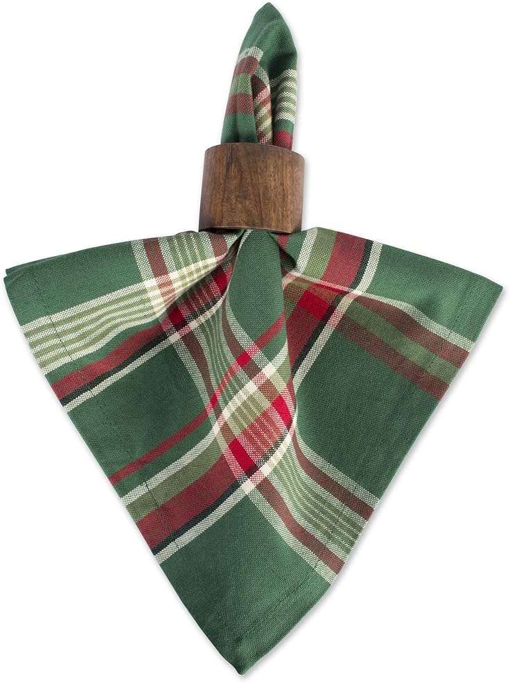 DII Holiday Kitchen and Table Décor Christmas Cloth Square Napkin Set, Dark Green Plaid, 6 Count - Image 2