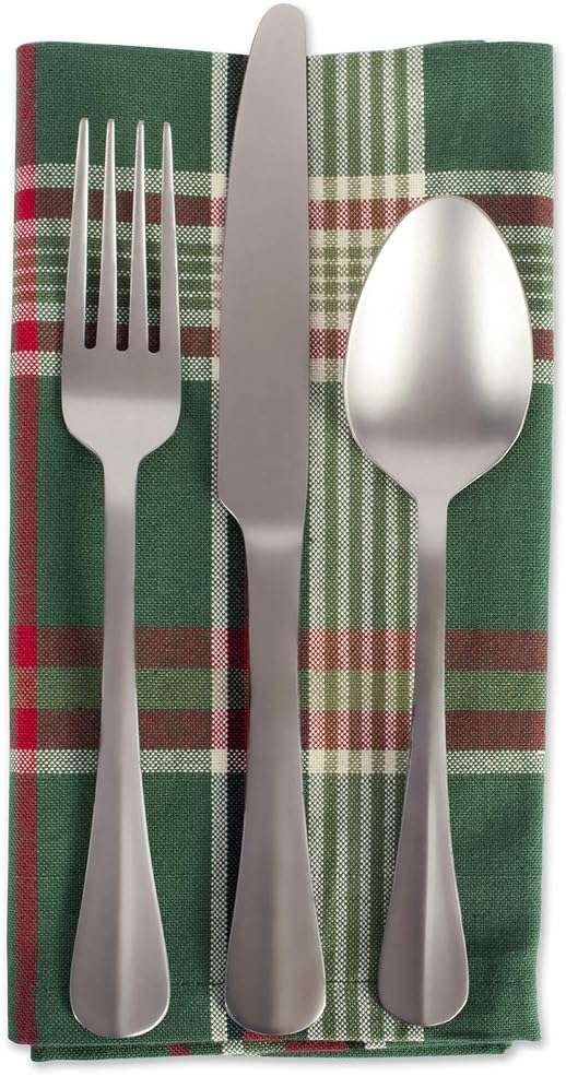 DII Holiday Kitchen and Table Décor Christmas Cloth Square Napkin Set, Dark Green Plaid, 6 Count - Image 3