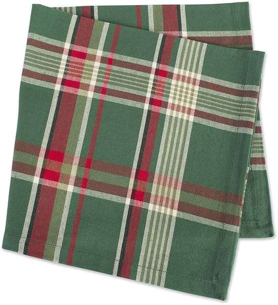 DII Holiday Kitchen and Table Décor Christmas Cloth Square Napkin Set, Dark Green Plaid, 6 Count - Image 4
