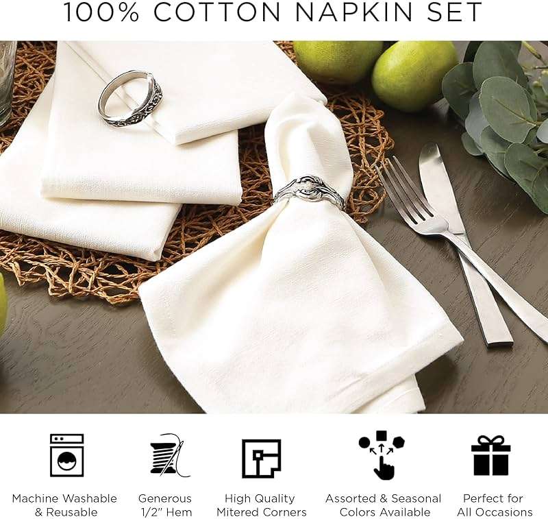DII Holiday Kitchen and Table Décor Christmas Cloth Square Napkin Set, Dark Green Plaid, 6 Count - Image 8