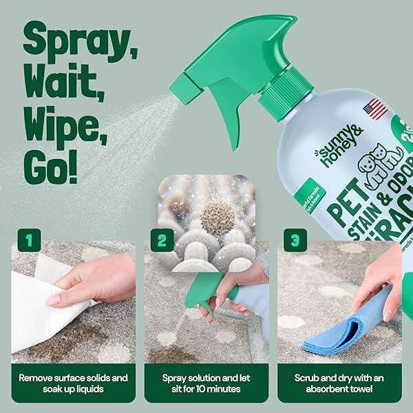 Sunny & Honey Pet Stain and Odor Remover - Enzyme Cleaner for Dog Urine and Poop on Carpets and Furniture - Strong Pet Carpet Cleaner Spray (32fl oz Mint) - Image 7