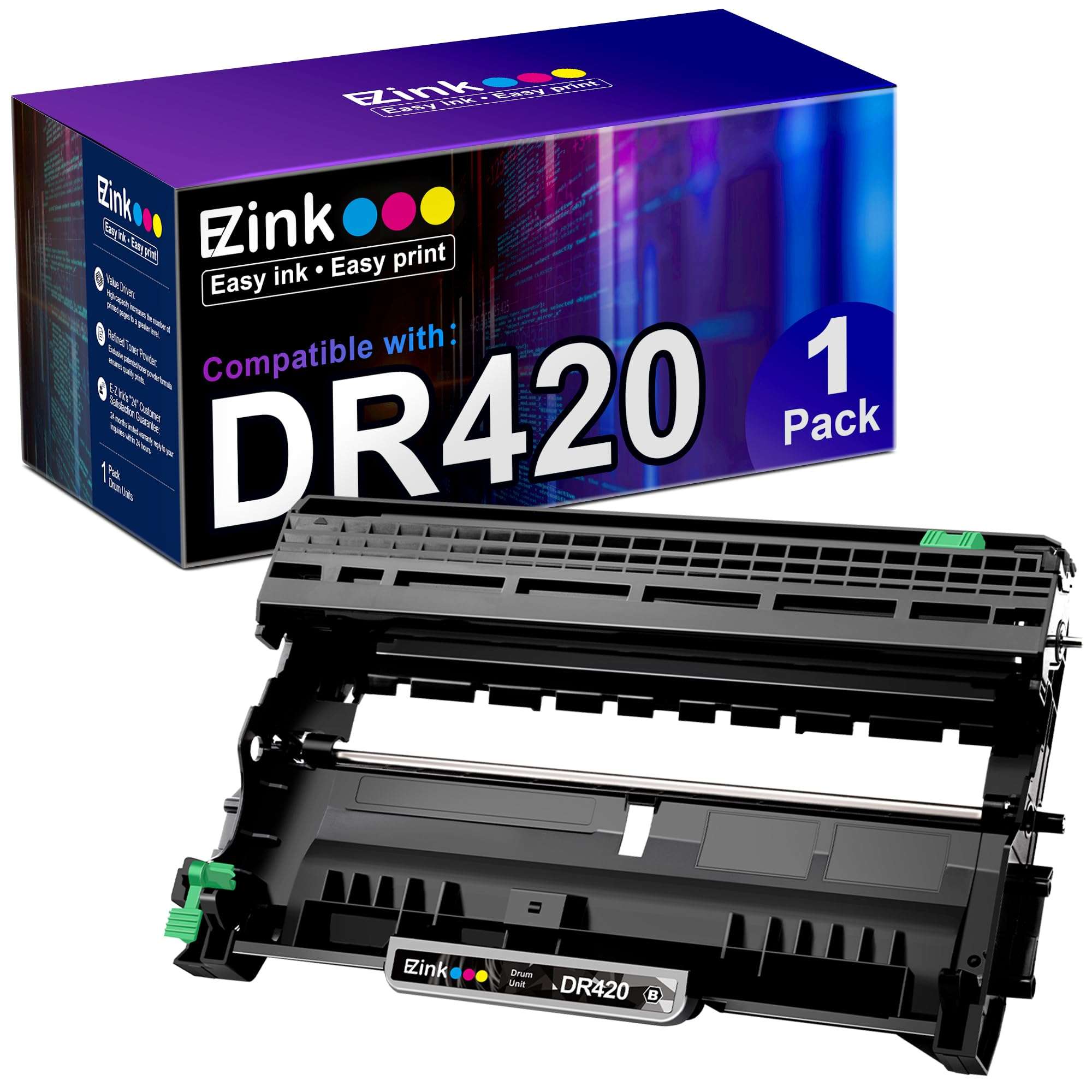 E-Z Ink Compatible Drum Unit (Not Toner) Replacement for Brother DR420 DR 420 High Yield for use with HL-2270DW HL-2280DW HL-2230 HL-2240 HL-2240D MFC-7860DW MFC-7360N DCP-7065DN (1 Drum Unit) - Image 1