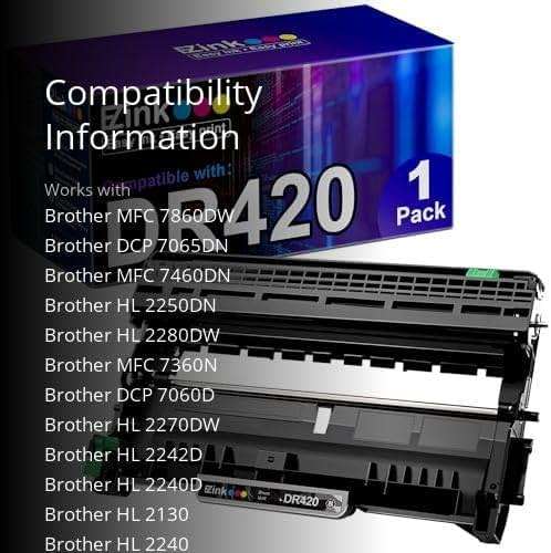E-Z Ink Compatible Drum Unit (Not Toner) Replacement for Brother DR420 DR 420 High Yield for use with HL-2270DW HL-2280DW HL-2230 HL-2240 HL-2240D MFC-7860DW MFC-7360N DCP-7065DN (1 Drum Unit) - Image 3