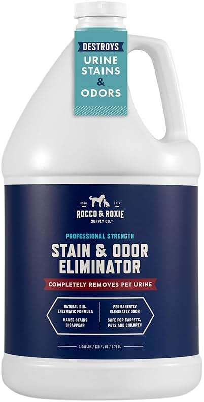 Rocco & Roxie Supply Co. Stain & Strong Odor Eliminator, Enzyme Cleaner, Pet Odor Eliminator for Home - Carpet Stain Remover for Cats & Dog Pee - Urine Destroyer - Carpet Cleaner Spray, 1-Gallon - Image 1