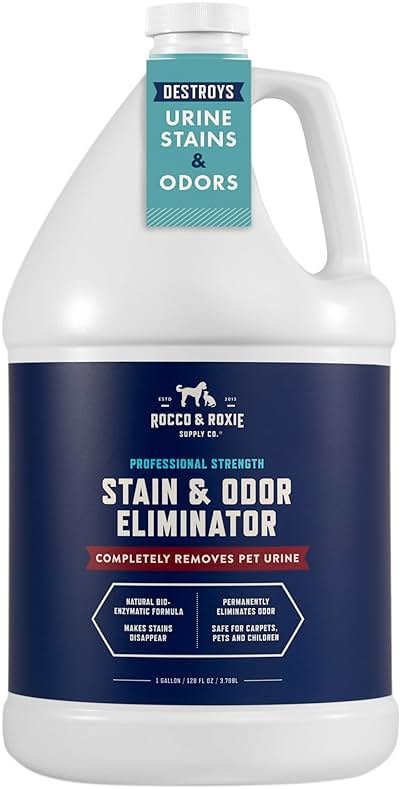 Rocco & Roxie Supply Co. Stain & Strong Odor Eliminator, Enzyme Cleaner, Pet Odor Eliminator for Home - Carpet Stain Remover for Cats & Dog Pee - Urine Destroyer - Carpet Cleaner Spray, 1-Gallon - Product Image