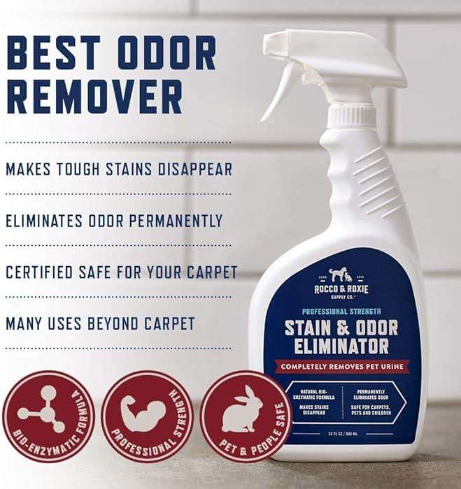 Rocco & Roxie Supply Co. Stain & Strong Odor Eliminator, Enzyme Cleaner, Pet Odor Eliminator for Home - Carpet Stain Remover for Cats & Dog Pee - Urine Destroyer - Carpet Cleaner Spray, 1-Gallon - Image 3