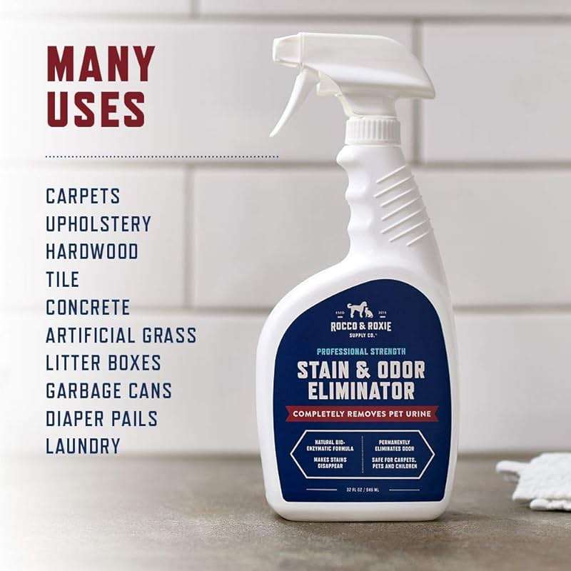 Rocco & Roxie Supply Co. Stain & Strong Odor Eliminator, Enzyme Cleaner, Pet Odor Eliminator for Home - Carpet Stain Remover for Cats & Dog Pee - Urine Destroyer - Carpet Cleaner Spray, 1-Gallon - Image 4