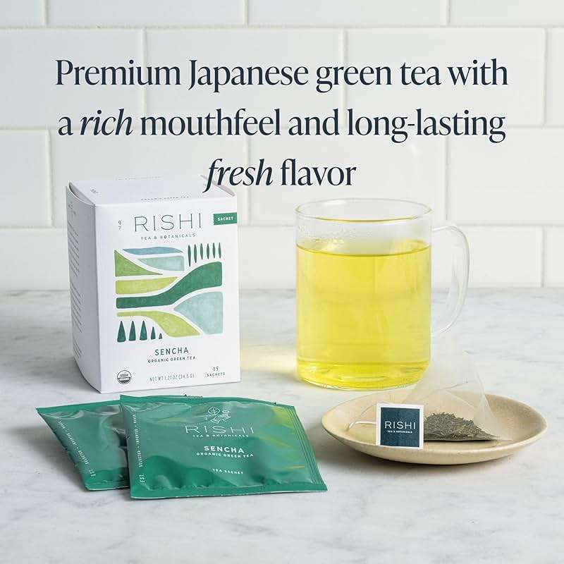 Rishi Tea Sencha Green Tea - Organic Sachet Bags, Caffeinated Japanese Green Tea, Enjoy Hot or Iced - 15 Count (Pack of 1) - Image 4