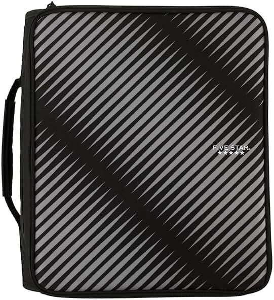 Five Star Zipper Binder, 2 Inch 3-Ring Binder with Round Rings, 5-Tab Expanding File, 380 Sheet Capacity, Black (72536) - Image 7