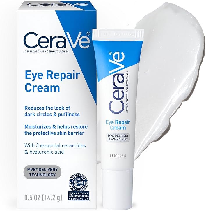 CeraVe Eye Repair Cream, Under Eye Cream For Puffiness And Bags Under Eyes, Hyaluronic Acid + Niacinamide + Marine Botanical Complex, Oil Free & Opthalmologist Tested - Product Image