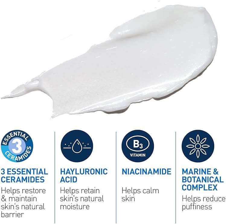 CeraVe Eye Repair Cream, Under Eye Cream For Puffiness And Bags Under Eyes, Hyaluronic Acid + Niacinamide + Marine Botanical Complex, Oil Free & Opthalmologist Tested - Image 3