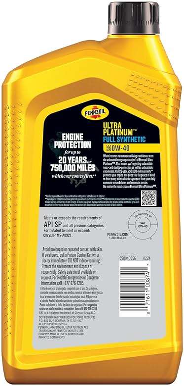 Pennzoil Ultra Platinum Full Synthetic 0W-40 Motor Oil, 1 Quart (6 Pack) - Image 3