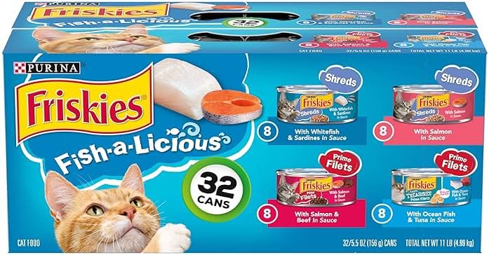 Purina Friskies Wet Cat Food Variety Pack Fish-A-Licious Extra Gravy, Prime Filets and Tasty Treasures - (Pack of 32) 5.5 oz. Cans - Product Image