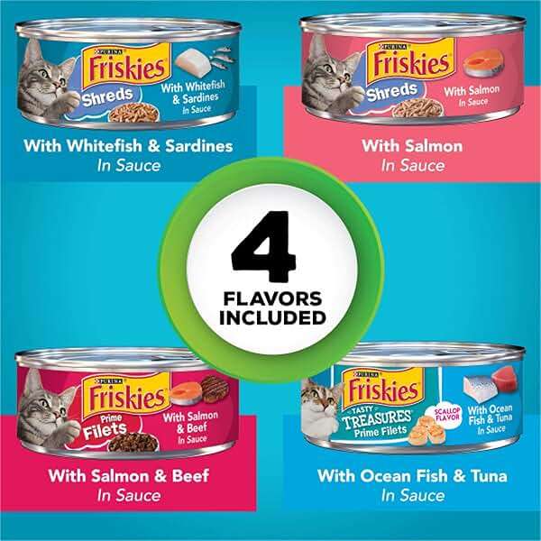Purina Friskies Wet Cat Food Variety Pack Fish-A-Licious Extra Gravy, Prime Filets and Tasty Treasures - (Pack of 32) 5.5 oz. Cans - Image 2