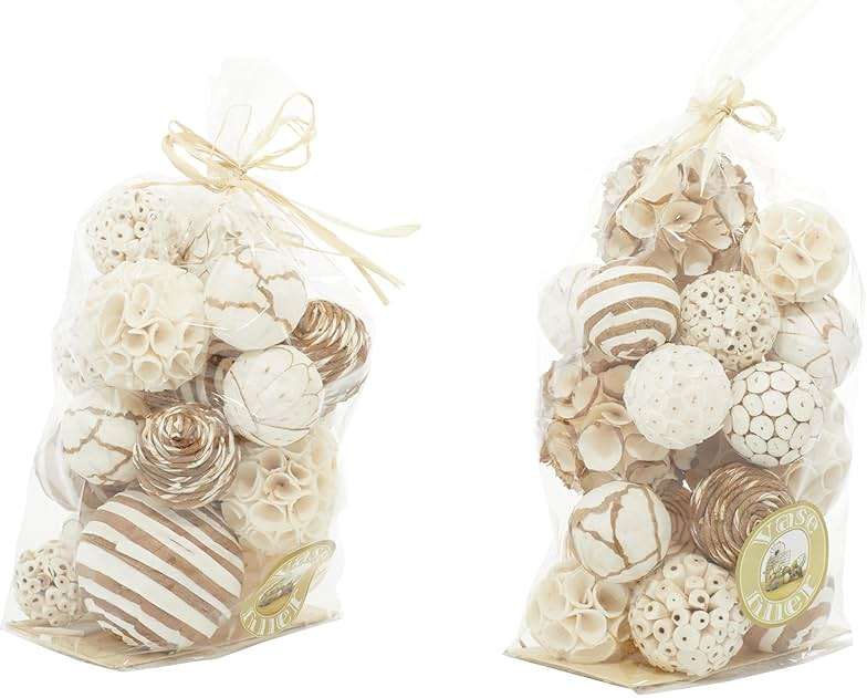 Deco 79 Dried Plant Handmade Decorative Orbs & Vase Filler Decorative Containers with Varying Designs, set of 2 Decorative Keepsake Boxes 8" x 8" x 15", Brown - Image 1