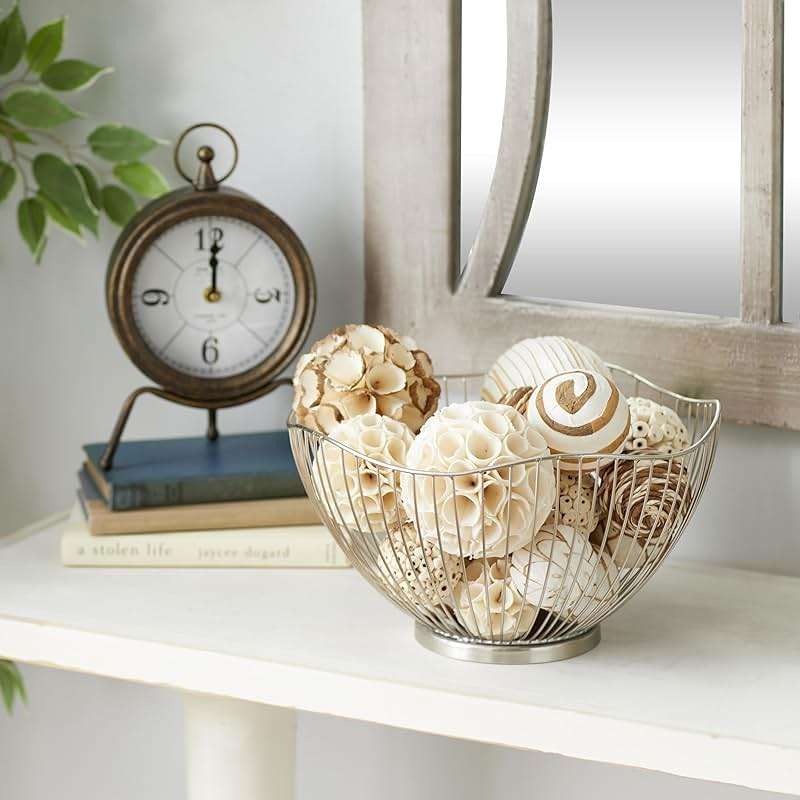 Deco 79 Dried Plant Handmade Decorative Orbs & Vase Filler Decorative Containers with Varying Designs, set of 2 Decorative Keepsake Boxes 8" x 8" x 15", Brown - Image 2