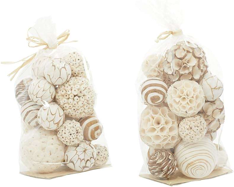 Deco 79 Dried Plant Handmade Decorative Orbs & Vase Filler Decorative Containers with Varying Designs, set of 2 Decorative Keepsake Boxes 8" x 8" x 15", Brown - Image 4