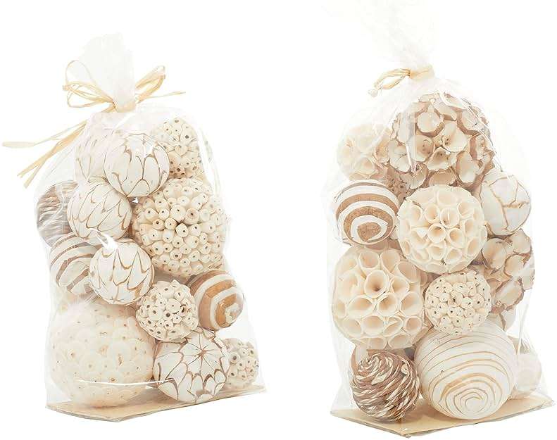 Deco 79 Dried Plant Handmade Decorative Orbs & Vase Filler Decorative Containers with Varying Designs, set of 2 Decorative Keepsake Boxes 8" x 8" x 15", Brown - Image 7