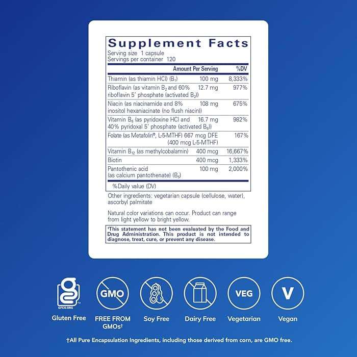 Pure Encapsulations B-Complex Plus - B Vitamins Supplement to Support Neurological Health, Cardiovascular Health, Energy Levels & Nervous System Support* - with Vitamin B12 & More - 120 Capsules - Image 2