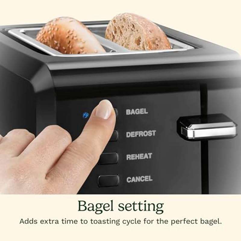 Cuisinart CPT-122BK 2-Slice Compact Plastic Toaster, Slots for Bagels & Bread, 7 Shade Settings, Cancel/Defrost/Reheat Functions, Removable Crumb Tray, Small Kitchen Appliance for Home & Office, Black - Image 4