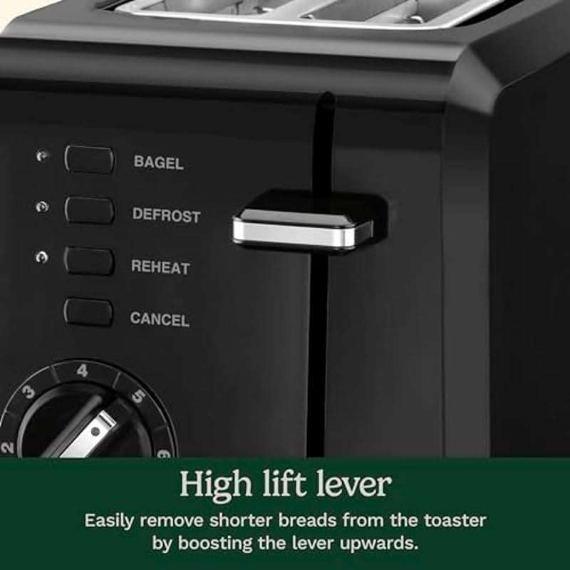 Cuisinart CPT-122BK 2-Slice Compact Plastic Toaster, Slots for Bagels & Bread, 7 Shade Settings, Cancel/Defrost/Reheat Functions, Removable Crumb Tray, Small Kitchen Appliance for Home & Office, Black - Image 6