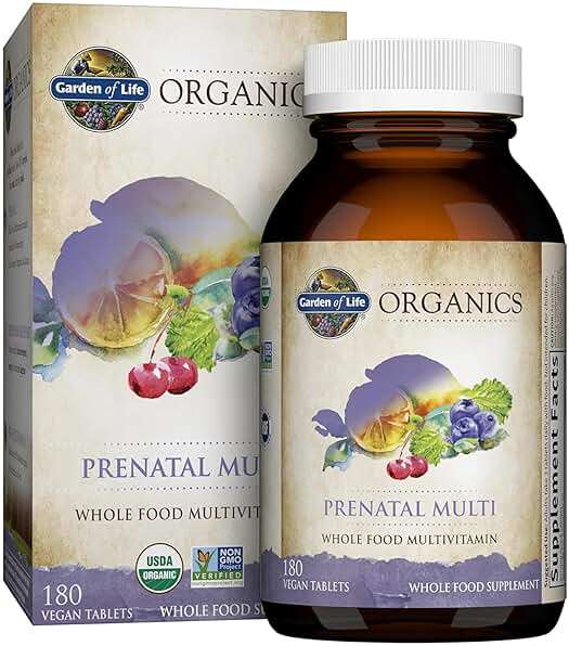 Garden of Life Organics Prenatal Multivitamin with Folate, B6, B12, D3 & Iron – Prenatal Vitamins for Women with Energy Metabolism Support for Healthy Fetal Development, Non-GMO, Vegan, 60 Servings - Image 1