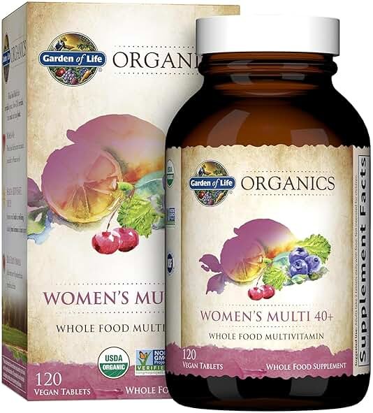 Garden of Life Multivitamin for Women 40 Plus, Organics Womens Vitamins, Hormone & Breast Health Support Blend, Vegan, 120 Tablets - Product Image