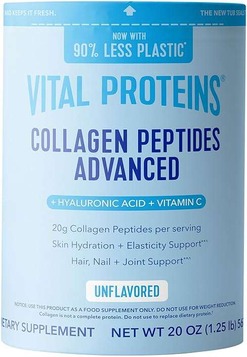 Vital Proteins Collagen Peptides Powder Advanced with Hyaluronic Acid & Vitamin C, 20oz Collagen Protein, Unflavored, 27 Servings - Image 1