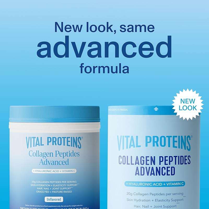 Vital Proteins Collagen Peptides Powder Advanced with Hyaluronic Acid & Vitamin C, 20oz Collagen Protein, Unflavored, 27 Servings - Image 2