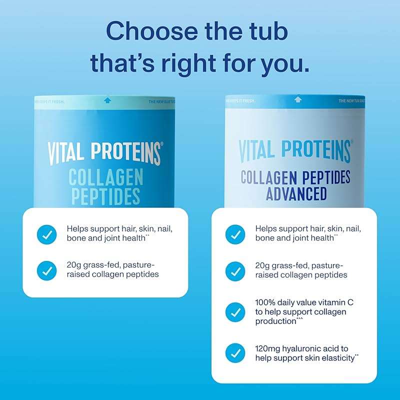 Vital Proteins Collagen Peptides Powder Advanced with Hyaluronic Acid & Vitamin C, 20oz Collagen Protein, Unflavored, 27 Servings - Image 3