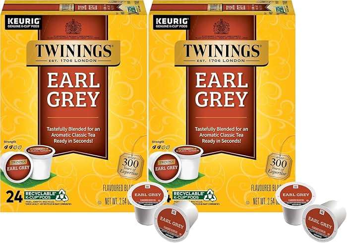 Twinings Earl Grey Black Tea K-Cup Pods for Keurig, 24 Count (Pack of 2), 48 Total, Flavoured with Citrus and Bergamot, Caffeinated, Enjoy Hot or Iced - Image 1