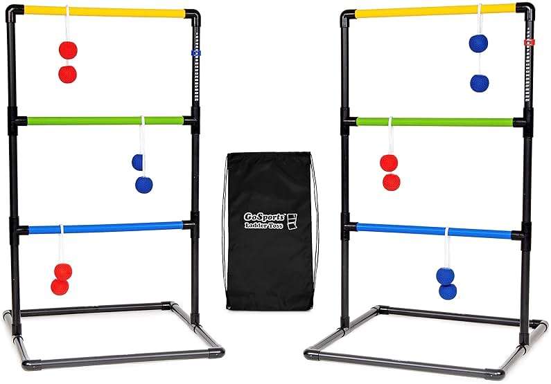 GoSports Ladder Toss Indoor & Outdoor Game Set with 6 Soft Rubber Bolo Balls and Travel Carrying Case - Choose Pro or Classic - Image 1