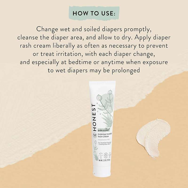 The Honest Company Hypoallergenic Diaper Rash Cream, Moisturizing, Calming Zinc Oxide Ointment, NEA Recognized Cruelty-Free, 2.5 oz - Image 6