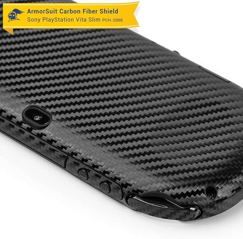 ArmorSuit MilitaryShield Black Carbon Fiber Skin Wrap Film + HD Clear Screen Protector for PlayStation Vita Slim (2014) - Anti-Bubble Film - Image 8